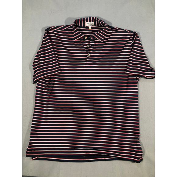 Peter Millar Summer Comfort Golf Polo Shirt Mens L Navy Red Stripe Performance - Picture 1 of 7